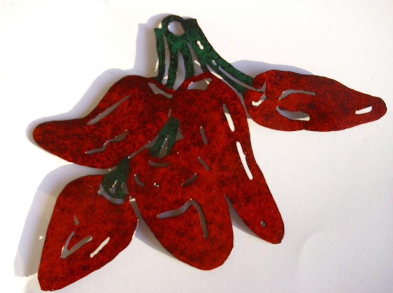 Chili Peppers,MEDIUM 14w x 10h,Metal Art,Southwest,Red Chili Pepper 