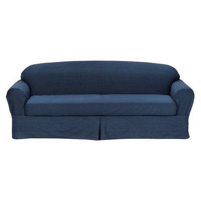 All Cotton Denim Blue 2 piece Sofa Cover 100% Cotton NEW Fits All 2 