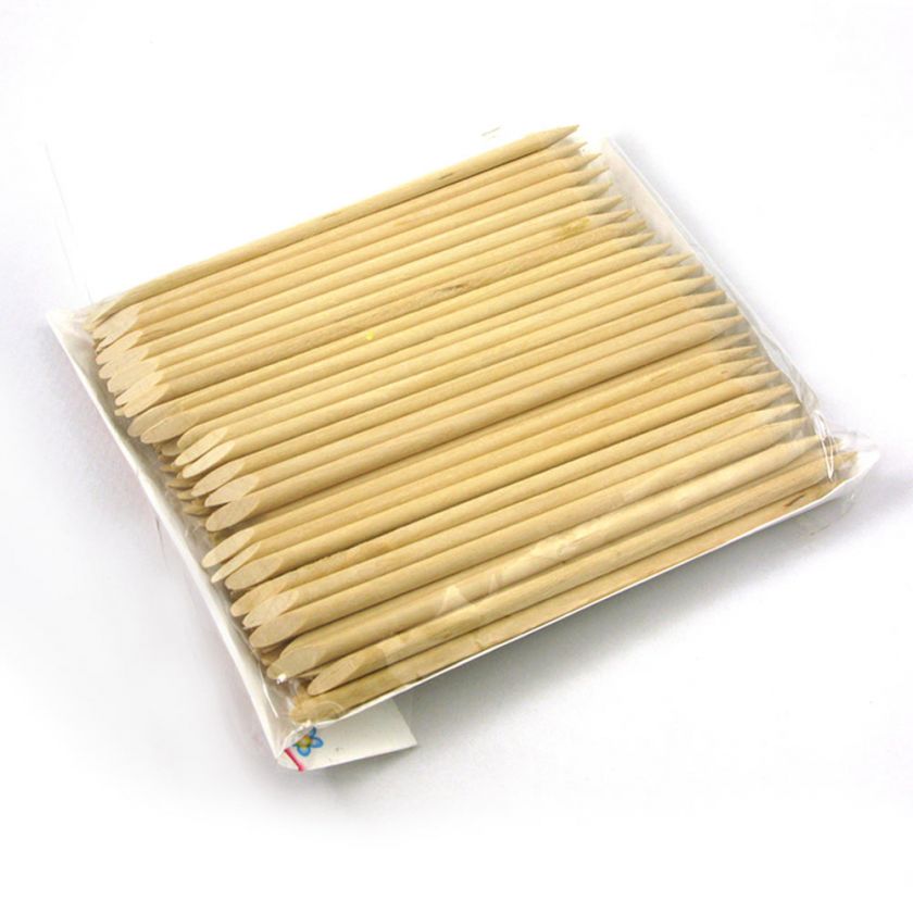 100 pcs Nail Cuticle Pusher Remover Wooden Stick Manicure Pedicure 