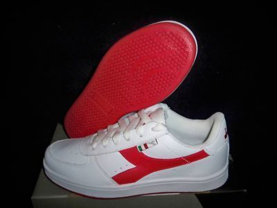 DIADORA BORG ELITE LEATHER BOYS/GIRLS WHITE/RED SHOES YOUTH SIZE 5.5 