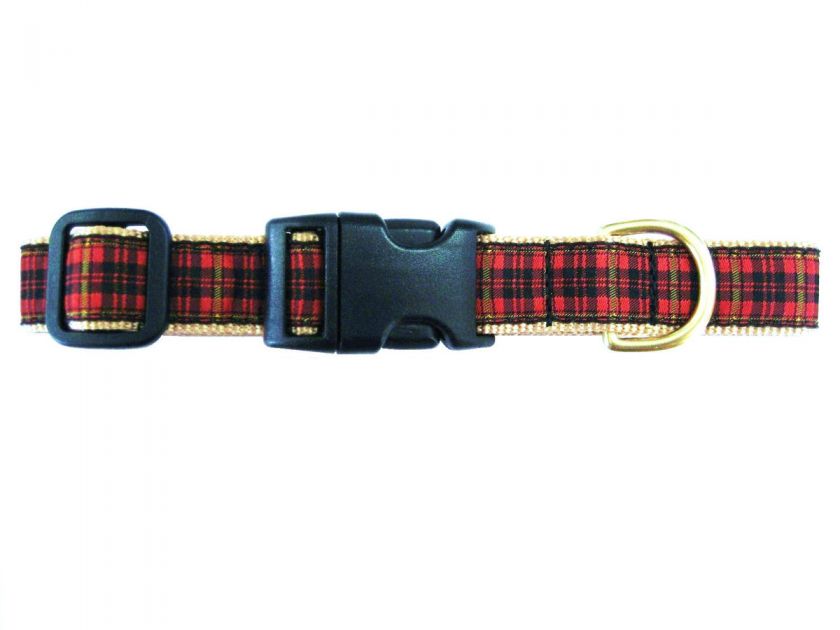 NWT   UP COUNTRY   RED PLAID DOG COLLAR   NYLON/RIBBON   USA MADE 