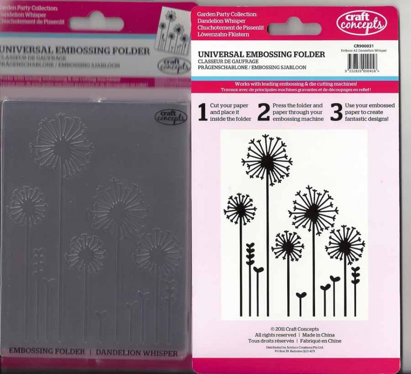 CRAFT CONCEPTS Embossing Folder Garden Party DANDELION  