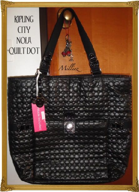 NWT*KIPLING*CITY COLLECTION*NOLA*TOTE*SHOULDER SHOPPER BAG*BLACK QUILT 