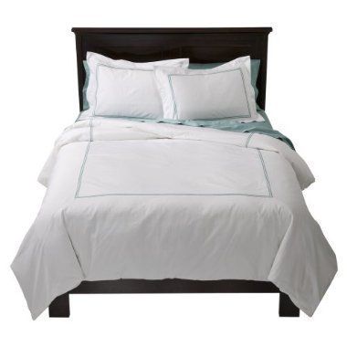 FIELDCREST LUXURY HOTEL FULL/QUEEN DUVET SET 3 PCS WHITE AQUA  