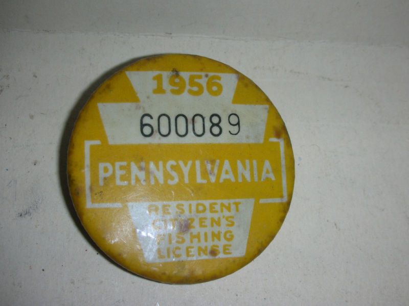 1956 Pennsylvania PA Fishing License Badge Pin (122)  