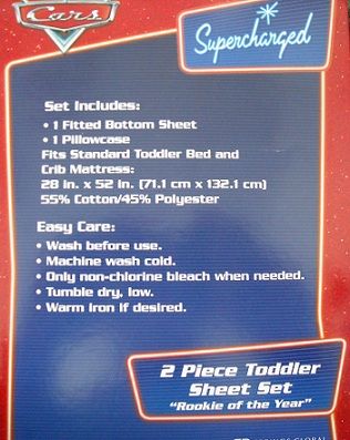   Pixar CARS Supercharged 2 Piece Toddler Bed Sheet Set New  