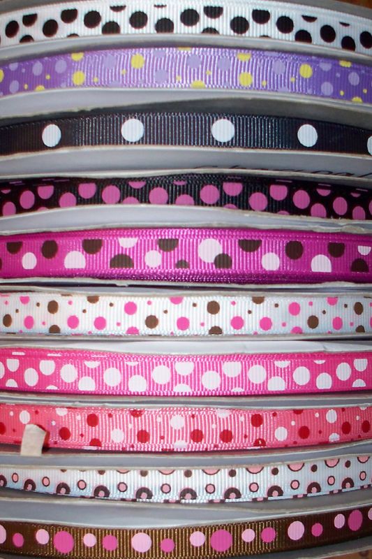 Grosgrain Ribbon DOTS 3/8 3Y Korker Hair Bows Tiny  