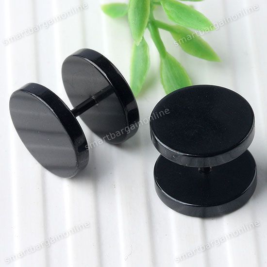 2x PUNK Stainless Steel Plug MENS Earrings Ear Studs Round Classical 