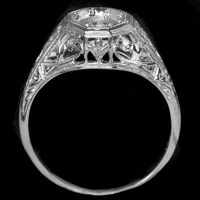 ANTIQUE SETTING MOUNT WHITE GOLD ART DECO VINTAGE RING  