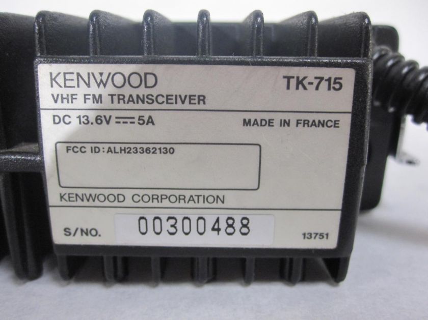 Kenwood TK 715 Two Way Mobile Frequency VHF FM Radio Transceiver KPG 