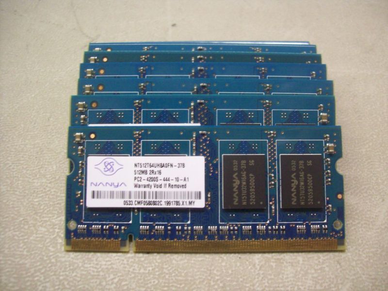 NANYA 512MB DDR2 PC2 4200 NT512T64UH8A0FN 37B LOT OF 8#  