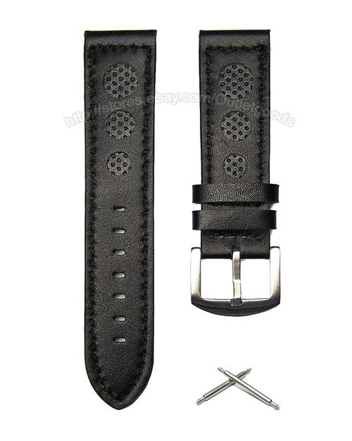 23mm Black Leather Watch Band Strap fits U Boat Luminox  