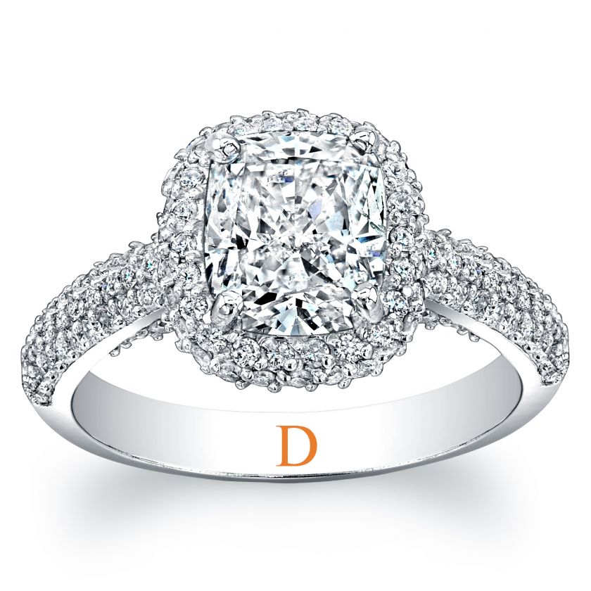 VVS1 GIA Cushion Pave Setting Diamond Ring Platinum  