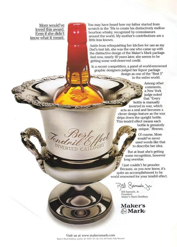 1999~MAKERS MARK BOURBON~Trophy Cup~Award~Print Ad  