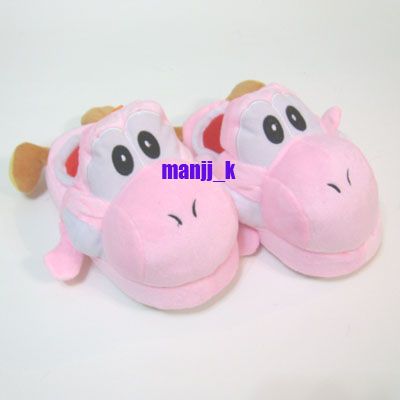 nintendo super mario bro pink yoshi doll plush slipper kids