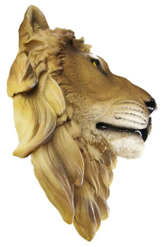 African Lion Head Mount Wall Statue Mini Bust Leo  