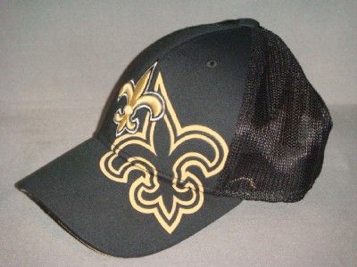 NEW ORLEANS SAINTS NFL REEBOK SIDESWIPE MESH BACK HAT CAP BLACK  