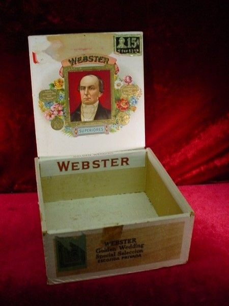   WEBSTER CIGAR BOX Golden Wedding TOBACCIANA Case HUMIDOR Vintage