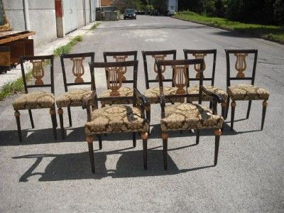 ITALIAN VINTAGE WALNUT DINING ROOM CHAIRS 11IT070C  