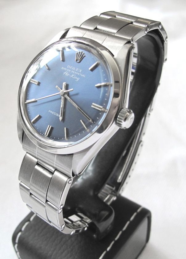 Rolex Oyster Perpetual Air King 5500, SS RIVET Band, Rare Blue Dial 