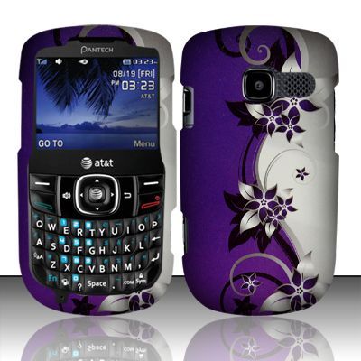 Pantech Link II 2 P5000 Purple Silver Vines Hard Case Phone Cover 