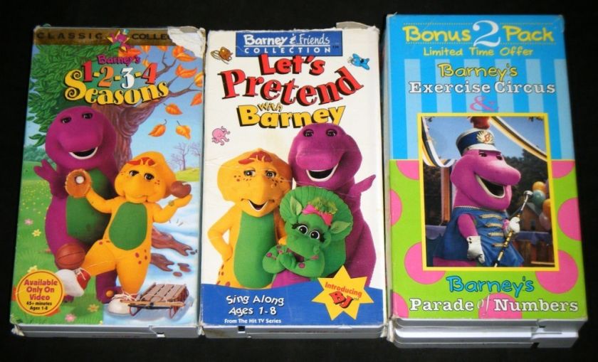 BARNEY VHS Lets Pretend, 1 2 3 4 Seasons, & Exercise Circus/Parade on ...