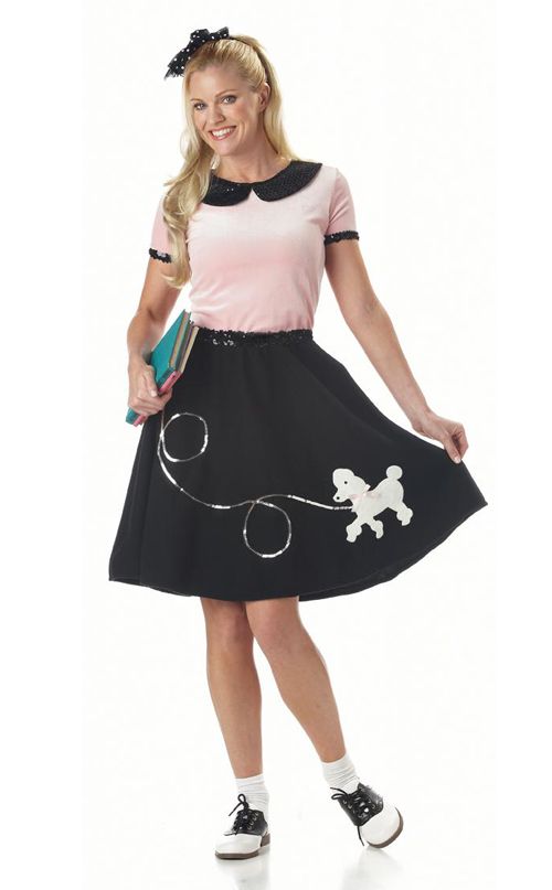 Adult 50s Hop with Poodle Skirt Halloween Costume  