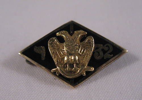 Vintage 14k YG Double Eagle Scottish Rite 32 Pin  