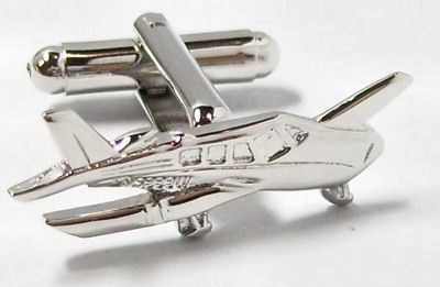 Silver Piper Cherokee, CUFFLINKS, Cuff Links, PPL Plane  