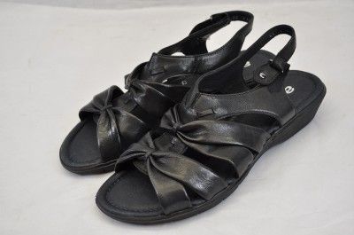 ARA LIDO SAND (CAA) BLACK SOFT LEATHER T STRAP SANDAL SLINGBACK $149 