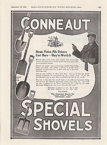   Shovel Co Conneaut OH Ad Muck Stick Mining, Diamond Point Shovels