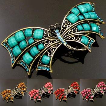 ADDL Item , 1 pc crystal antiqued dragonfly barrette 