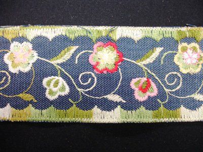 Embroidered Flowers DENIM Embellish Fabric Trim 5YARDS  