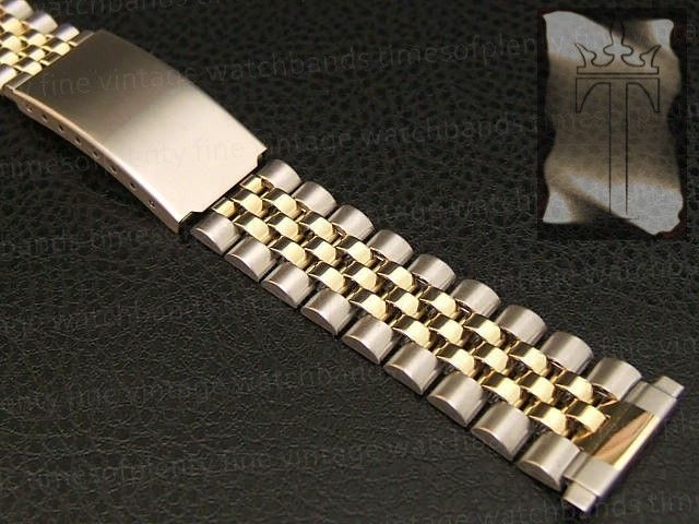 NOS 20mm Gold tone & Steel Jubilee link Watch Band  