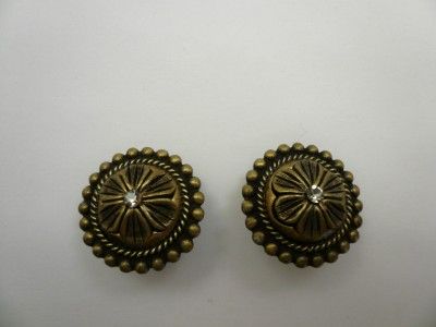 Vintage Antique Button Clip On Earrings  