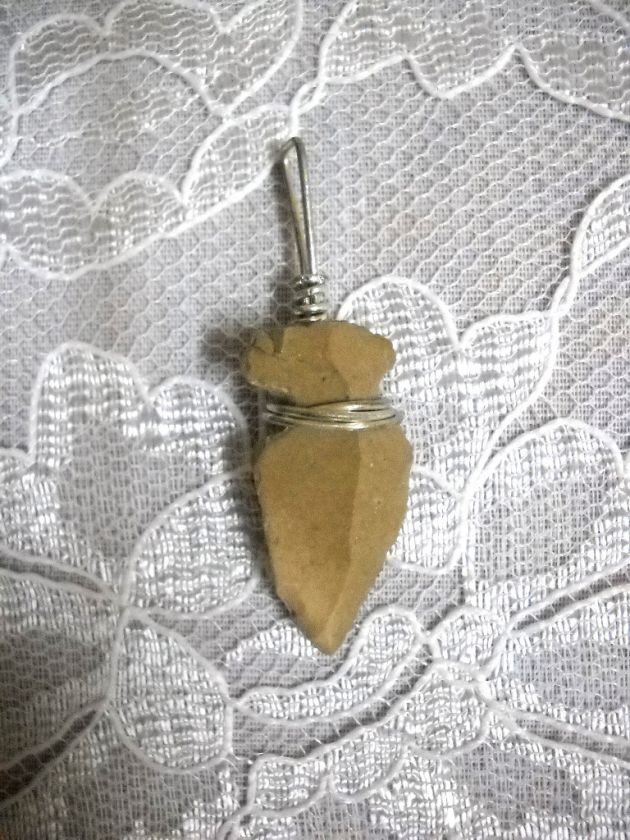 WIRE WRAP CARVED SLATE STONE ROCK ARROW HEAD PENDANT 20 SUEDE 