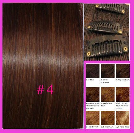 18 26Clip in 100% Remy Human Hair Extensions Medium Brown #4 70g 