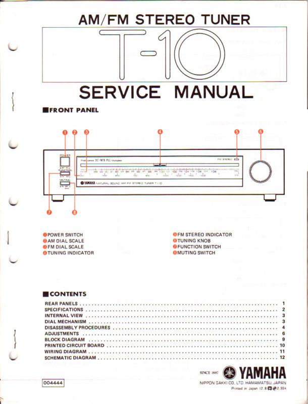 YAMAHA T 10 T10 ORIGINAL SERVICE MANUAL FREE USA SHIP  