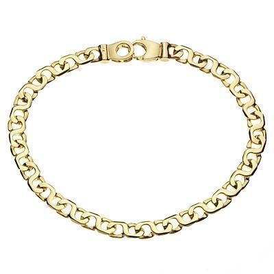   Handmade Link Bracelet 14K Solid Yellow Gold 7mm 8 1/2 inches  