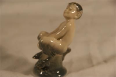 RARE ROYAL COPENHAGEN FAUN SATYR SITTING ON A STUMP DENMARK  