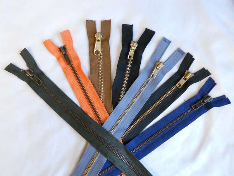 Brass Zippers   Black, Brown, Gray, Blue, Green, Orange  